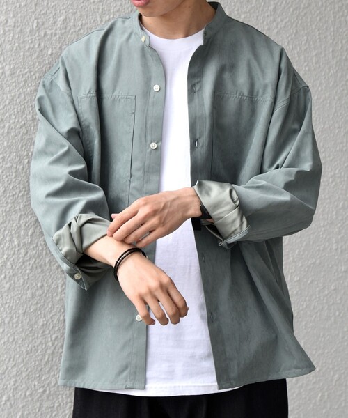 SHIPS any: (машинная стирка OK) shirt Field Pichskin pocket bandカラー 26SS
