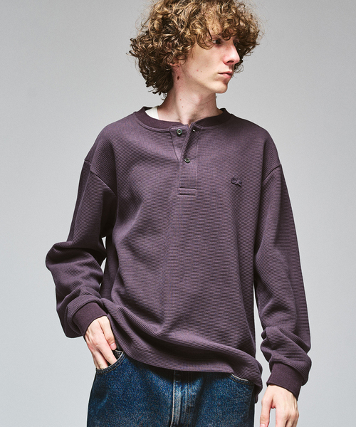 LACOSTE × 417 Henley-neck waffle T-shirt