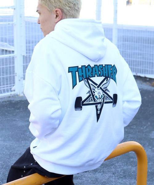 THRASHER — подкладка из меха, артворк дизайнерская oversize пуловер-парка