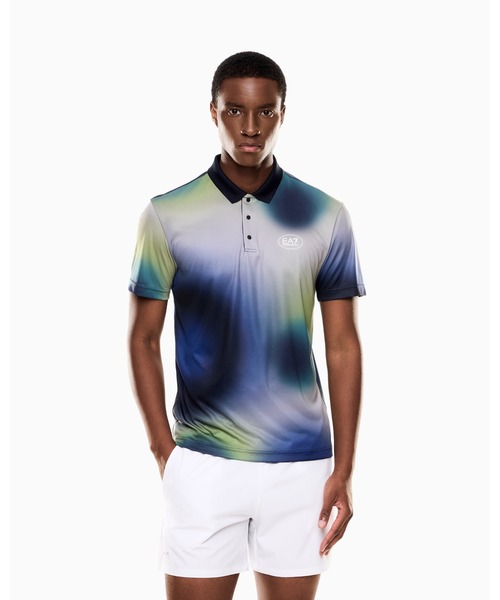 EA7 Emporio Armani Tennis Pro Polo VENTUS7 технический принт — поло