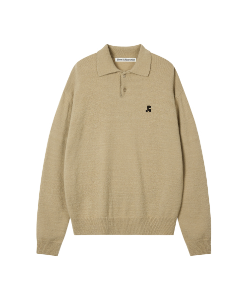 Wool Polo Knit Top — поло‑топ из мериносовой шерсти, бежевый
