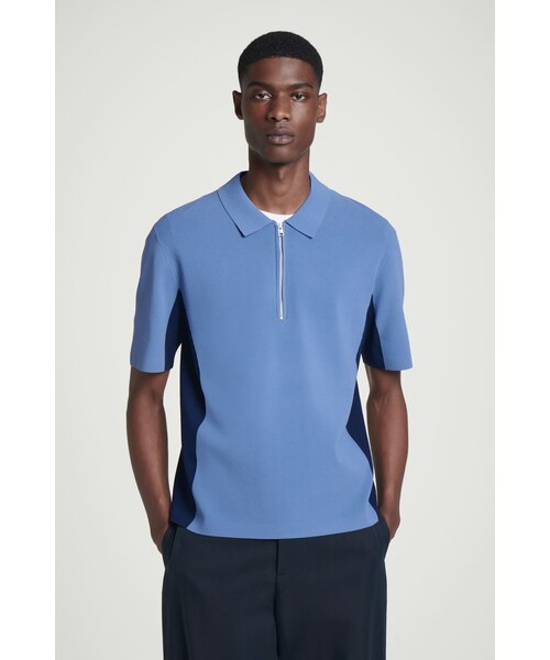 Mesh panel zip‑up polo shirt — поло‑футболка с сетчатыми вставками и молнией