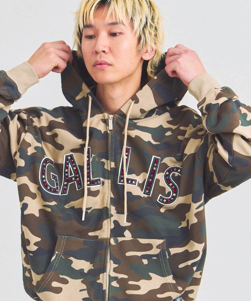 GA STONE колонный ZIP HOODIE — худи с центральной молнией 'GA STONE'