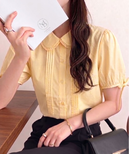 Maru-maru pintuck design puff sleeve blouse