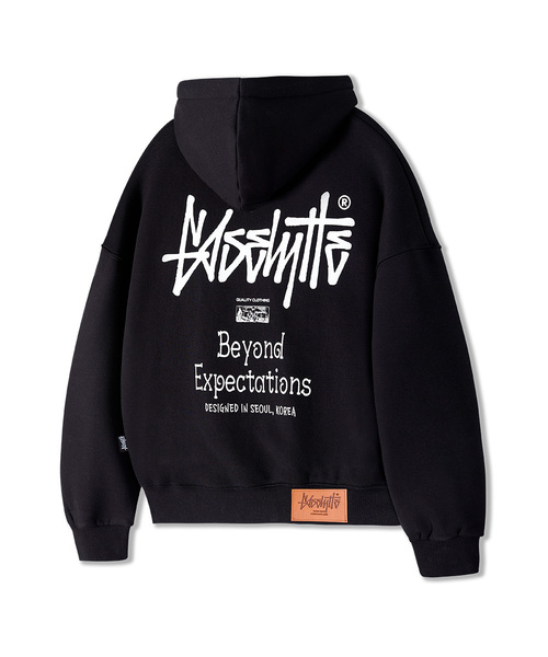 OG Essential Oversize Crop Hooded Zip-up Black YHZ-202 — укороченное худи с капюшоном, чёрное