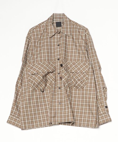 DAIWA PIER39 TECH SPORTS OPEN COLLAR SHIRT L/S GREN PLAID — рубашка с открытым воротником, модель BE-82026 [PIE]