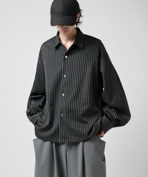 Neucon Balloon Sleeve Stripe Overshirt — оверсорточная рубашка с рукавом‑«баллон» в полоску