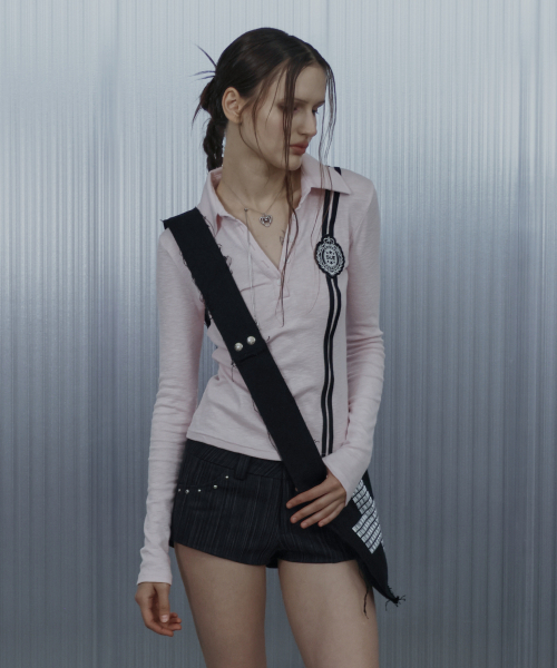 WAFFEN LINE COLLAR TEE / baby pink