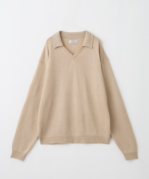 [Parts Lab.] Metallic Knit Polo Shirt — металлик вязаная поло‑футболка