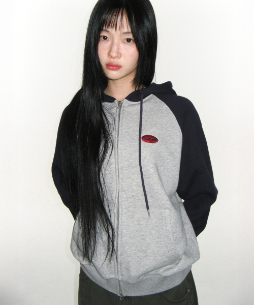 CIRCLE LOGO RAGLAN HOODIE ZIP‑UP NAVY — реглан‑худи на молнии, тёмно‑синий