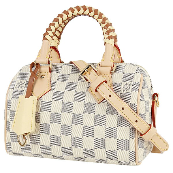 Louis Vuitton Speedy Bandoulière 20 Damier Azur, сумка из кози кожа бежево-голубая с плечевым ремнем, с печатью LOUIS VUITTON, женская мини-сумка Speedy 20