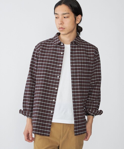 SHIPS: Regular collar on-bre check neck shirt — рубашка SHIPS с воротником регулар и клеткой