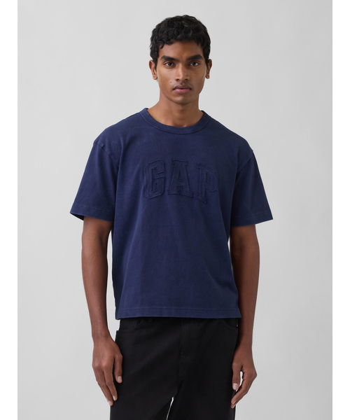 Heavyweight 릴랙스 футболка с логотипом GAP — кроптоп, черный логотип