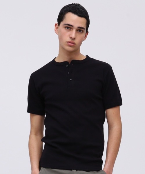 DAILY Rib Short Sleeve Henley Neck T‑shirt — рубчик с коротким рукавом, Henley, AVIREX