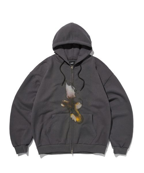 BIRD HOOD ZIP UP [CHARCOAL GRAY] — худи на молнии угольный серый
