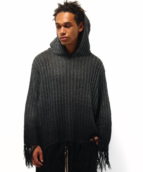 DankeSchon/ GRADATION KNIT HOODIE — градиентный вязаный худи