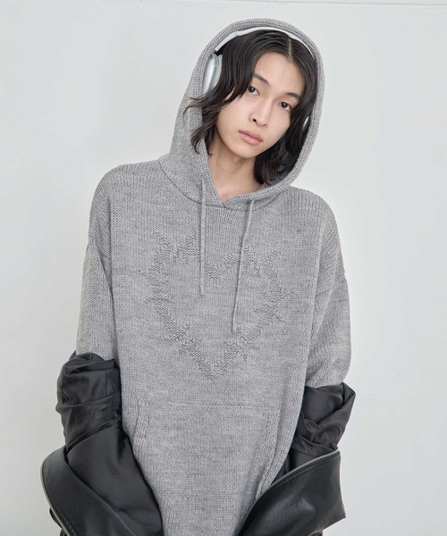 Худи‑оверсайз с крупным сердечком — BIG knit hoodie Heart design