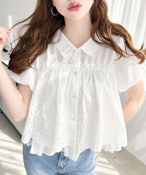 Cotton re‑less balance sleeve half‑sleeve blouse
