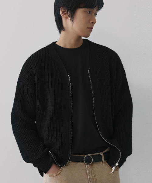 Эссеншиал V-Neck Knit джемпер кардиган [черный]