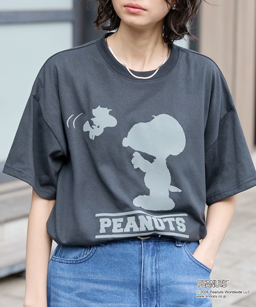 PEANUTS / SNOOPY футболка‑принт Peanuts Snoopy мотива刺繡 круглая шея полусп