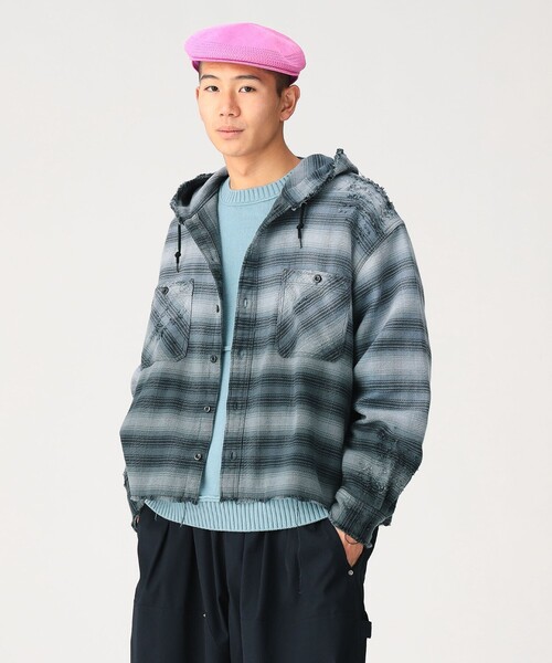 Damage‑forward Check Shirt (Wide Short Fit)