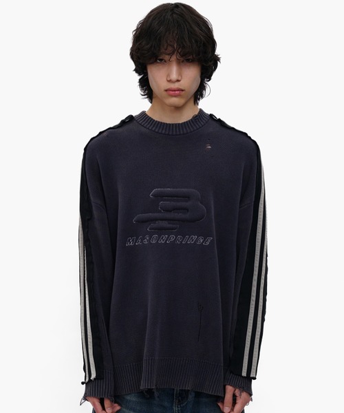 Oversize 3D‑вышивка сайдлайн футболка MY2161 [MASONPRINCE] 2025AW