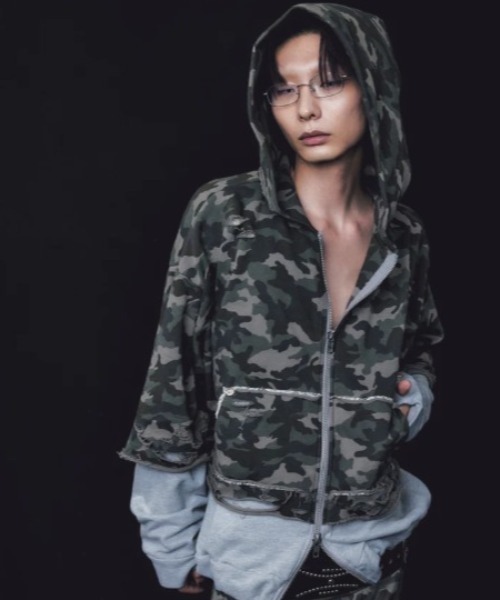 neith. Layered Crush Hoodie — худи с нашивками (Camo×Gray)