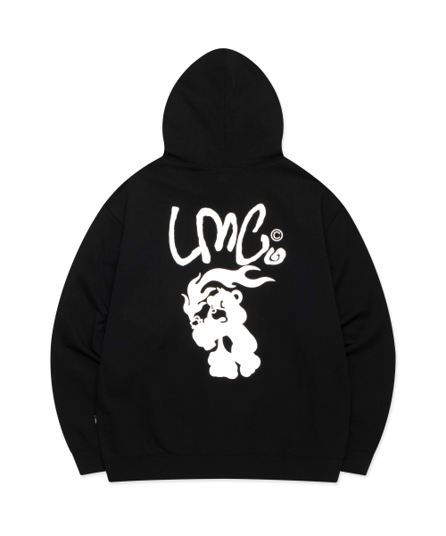 FLAME BEAR HOODIE — чёрное худи с принтом «пламенный медведь»