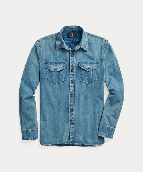 Indigo Herringbone Twill Work Shirt — рубашка в рабочем стиле