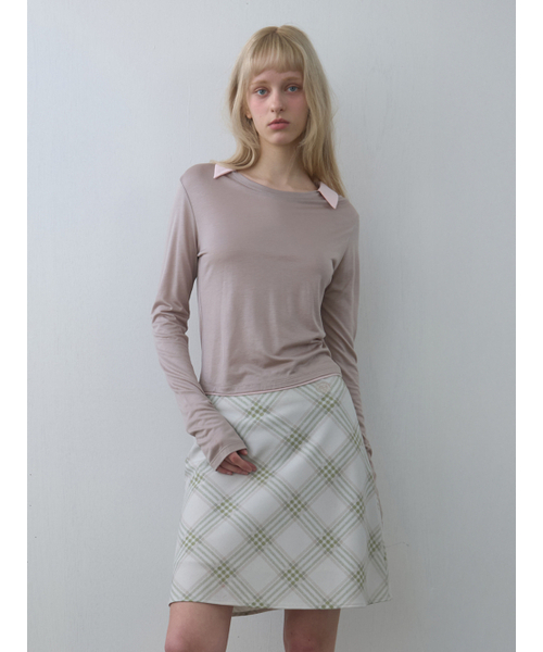 Collar Jersey Top — джерси‑топ бежевого цвета
