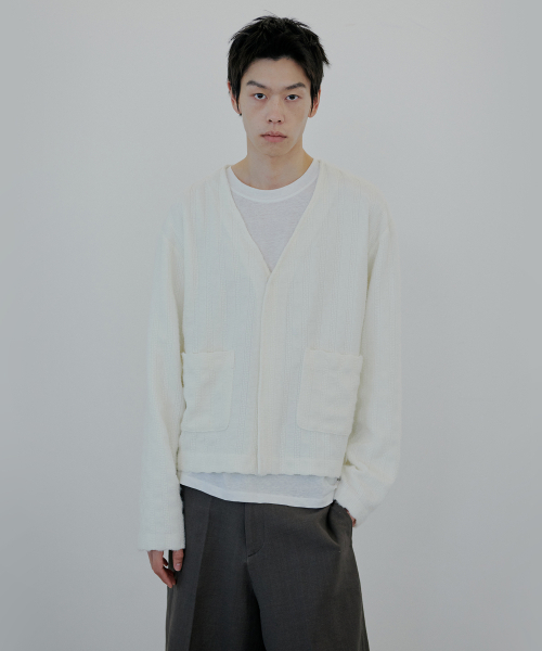 V‑neck скрытый кардиган — айвори