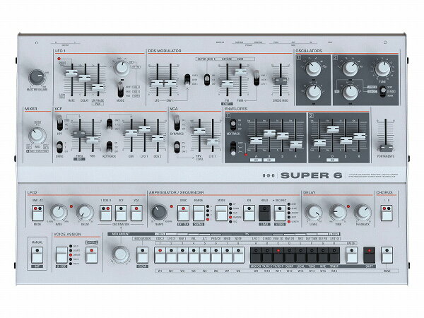 UDO Audio Super 6 Desktop — 12-басовый пассивно-активный би-ноутовый аналоr гибрид хайбрид синтезатор (б/у, PNG)