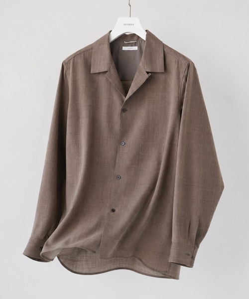 [STUDIOUS] Linen×Wool Cupra Shirts — льняная смесь рубашка