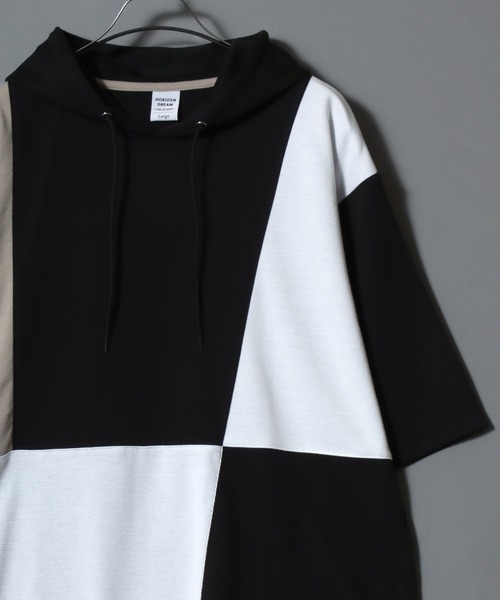 Cool‑Touch Color‑Block Short‑Sleeve Hooded Tee — охлаждающая капюшонная футболка с цветными вставками, мужская, легкая