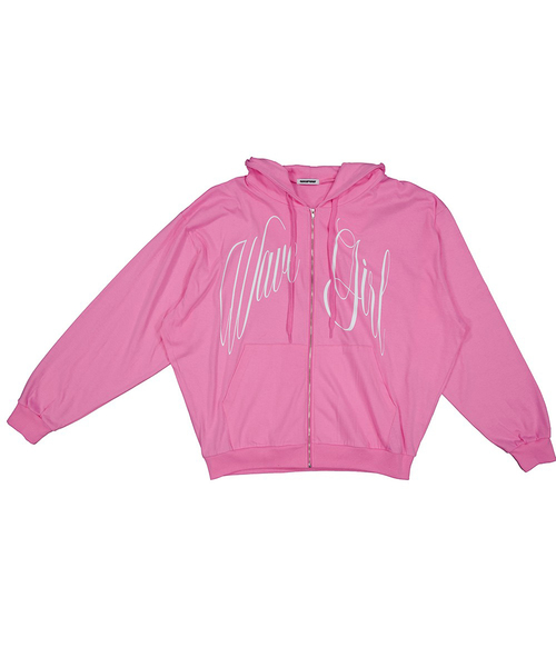 Single Wave Hood Zip‑Up — розовая толстовка на молнии с капюшоном