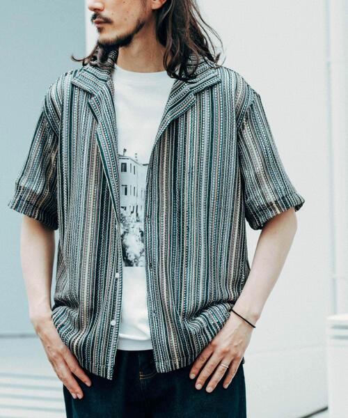 Мультилестрайп реликвия — open collar short sleeve striped shirt