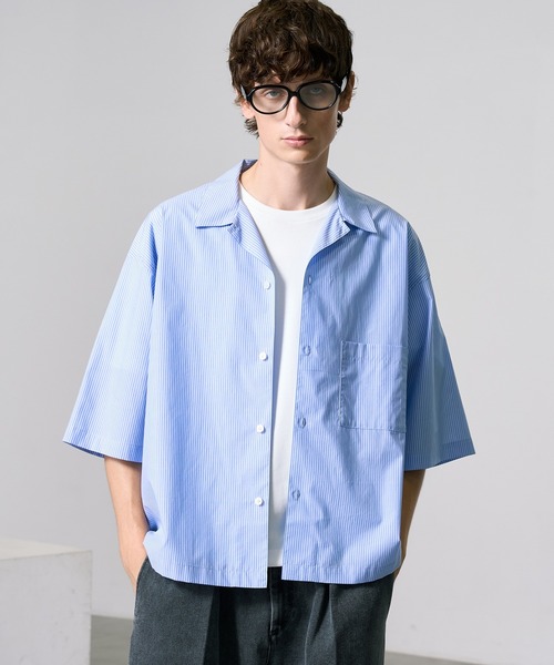 Cotton open collar relaxed shirts