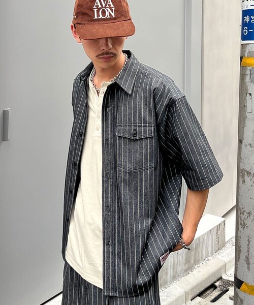 Страйп‑деним рубашка