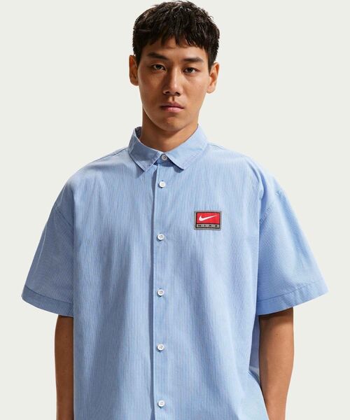 Nike Life Men’s Short‑Sleeve Button‑Down Top IF0927‑427 Pacific Blue