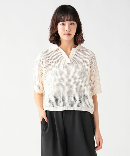 Mesh knit polo shirt — вязаное поло из сетки