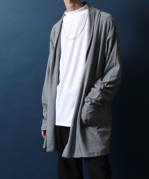Amunzen Fabric Cardigan/ кардиган из хлопка пике, длинный, мужской/женский, редис‑меланж
