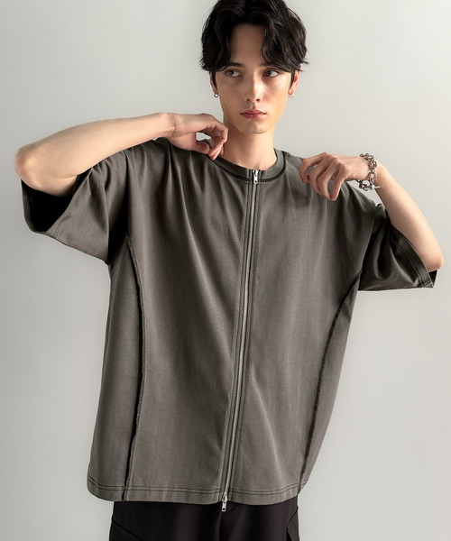 [Classical Origin] «Даже одна — перышко, или ткань.» Inside‑Out Oversized Double‑Zip 2way T‑Shirt — двусторонняя оверсайз футболка с двойной молнией