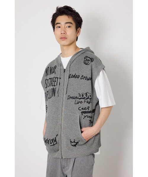 Noosle Black Gak Knit ZIP парка — жилет с молнией