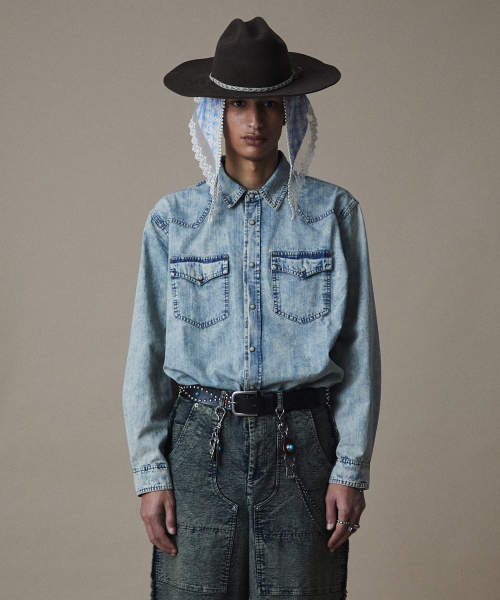 Dying denim westan shirt FR1WR17U — рубашка джинсовая
