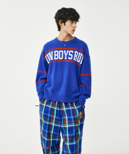 90s Slogan Retro Knit / BLUE — ретро‑свитер 90‑х, синие