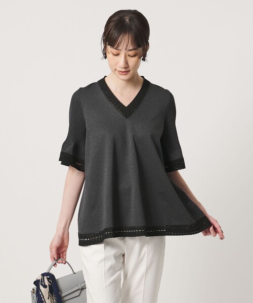 V‑Neck Knit Night Shortsleeve Ribbed