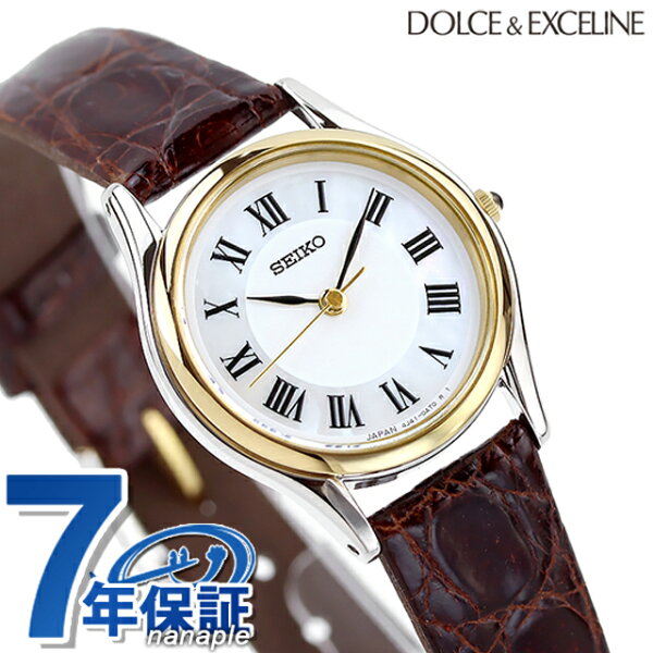 Seiko Exceline кварцевые женские часы SWDL162 SEIKO DOLCE&EXCELINE наручные часы с перламутровым циферблатом коричневые кожаный ремешок элегантные водонепроницаемые