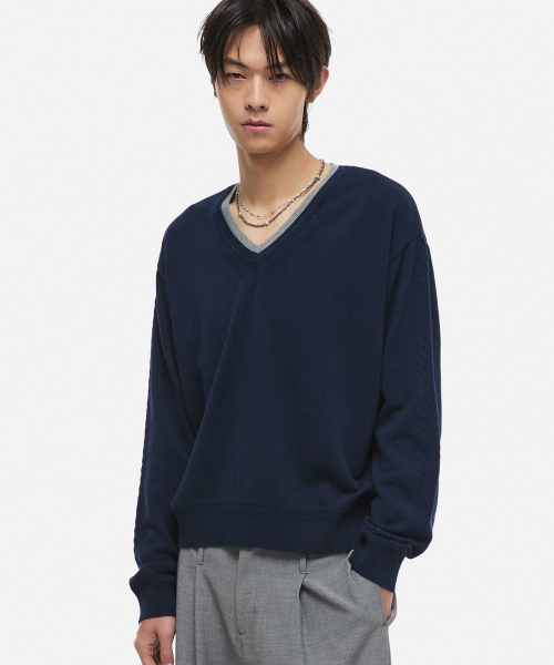 Вошабл V‑Neck Relayad Knit Night Navy