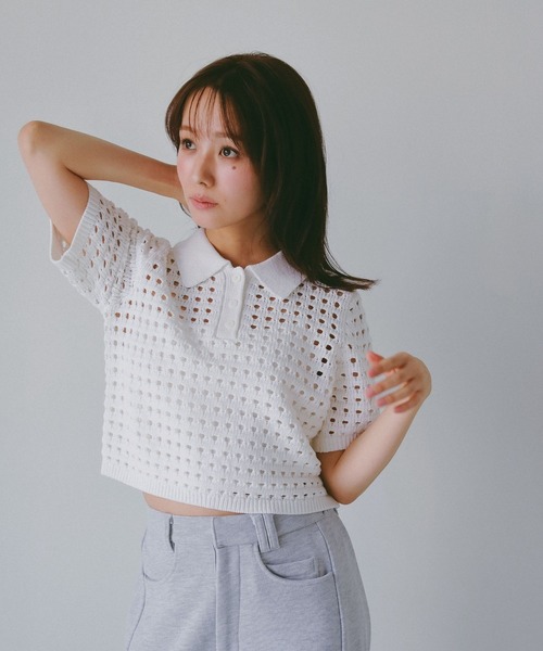 Mesh Knit Polo Shirt — вязаное поло из сетки