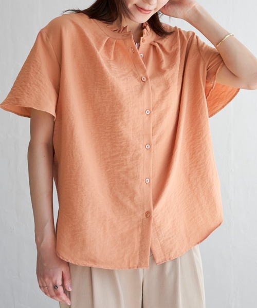 Soeフリル 2WAY поло с коротким рукавом, 2-way frill blouse